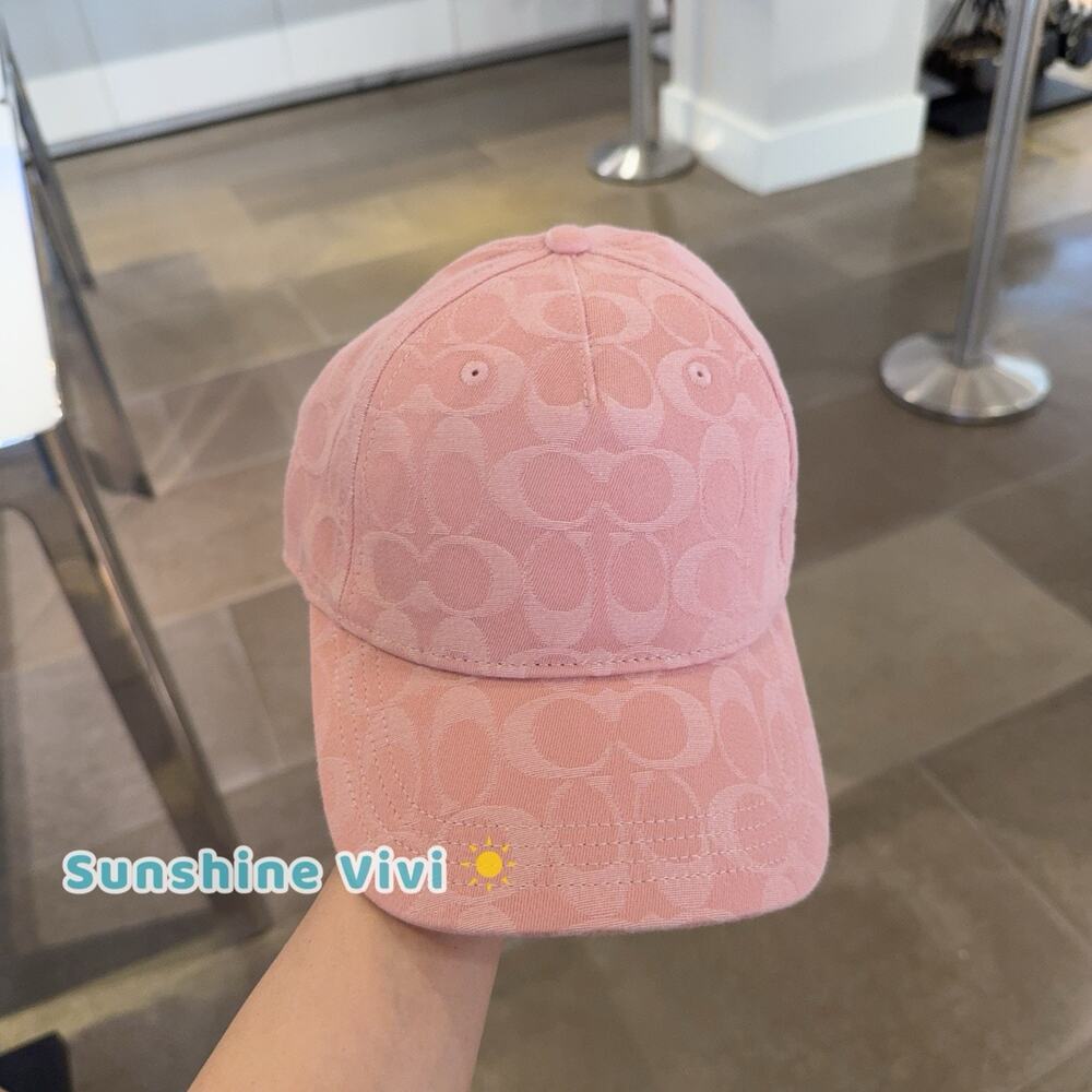 NWT Coach Unisex Signature Denim Baseball Hat Pink cotton Adjustable